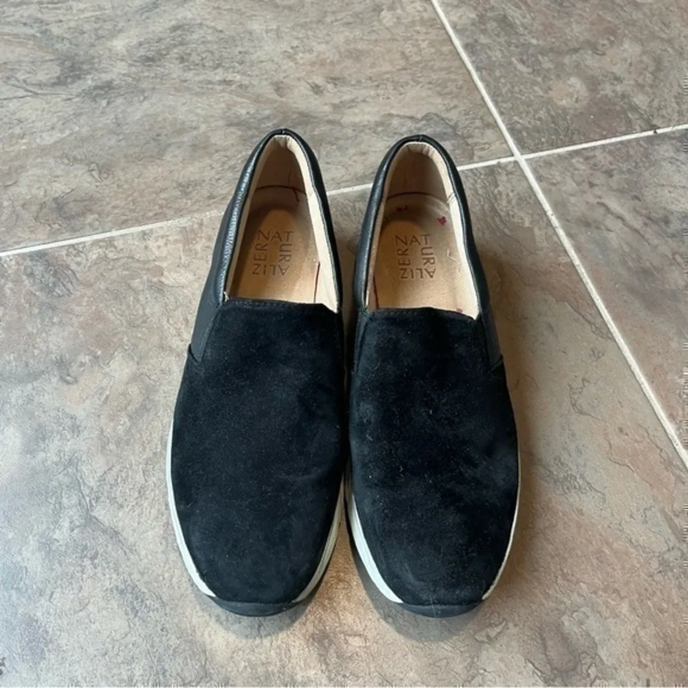 Black Naturalizer suede slip on shoes